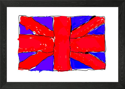 Britische Flagge Zeichnungen Kind Gerahmtes Wandbild Poster Leinwanddruck Bild
