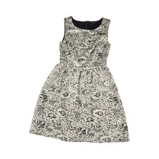 BeBop Womens Black Cream Floral Lace Fit and Flare Sleeveless Cocktail Dress S