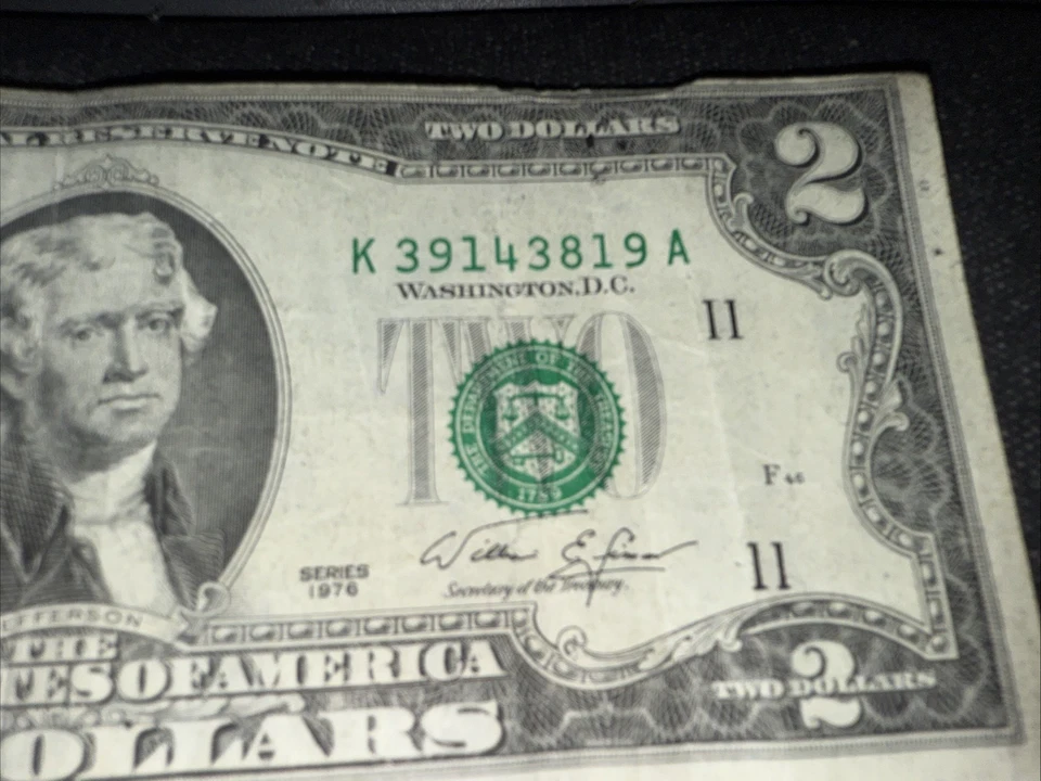 1976 Bicentennial 2.00 Two Dollar Bill Error Misaligned Print  SEE PICS md - Image 4 of 4