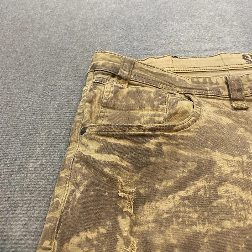 Smoke Rise Shorts Mens 46 Brown Stretch Denim Acid Wash Distressed 5-Pocket - Image 2 of 4