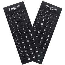 English Keyboard Stickers 2 Pack Black White Letters for Computer Laptop Noteboo