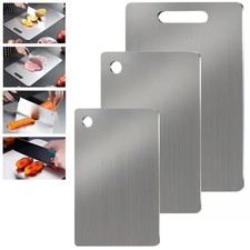 Pure Stainless Steel Cutting Board Set of 3 Double Sided Food Grade Stainless