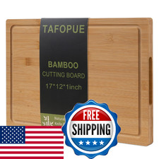 Tafopue Bamboo Cutting Board for Kitchen, Thickened Chopping Board with Juice Gr