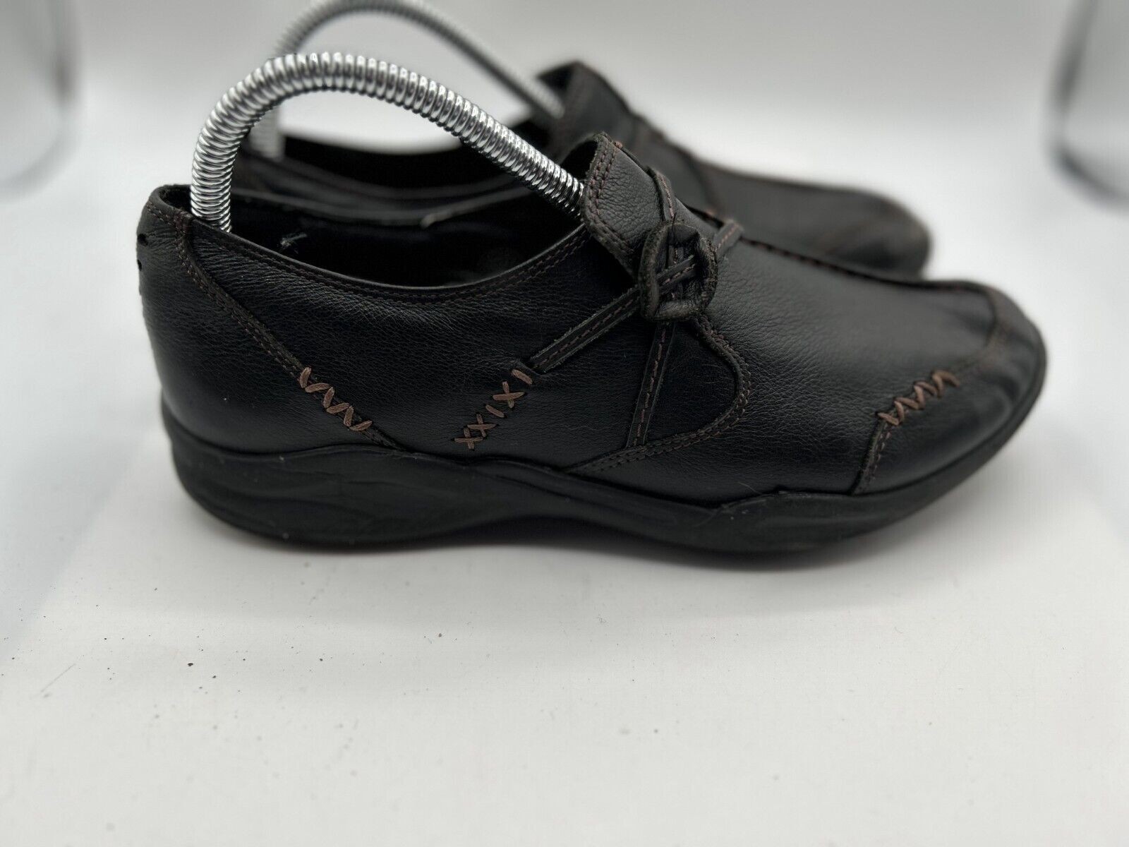 Clarks Unstructured Wave Comfort Shoes Women's Sz 9M Black Slip On Loafer