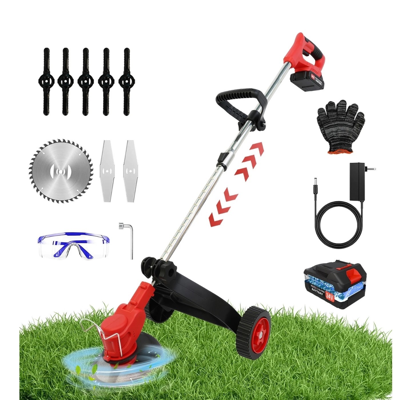 Baokaler Cordless Weed Trimmer Kit With Accessories, Blades, Battery And Charger