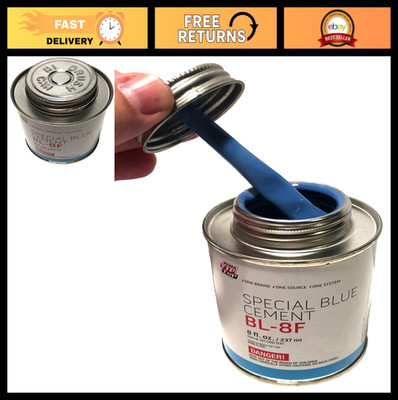 Blue Rubber Cement for Tire Repair - 8 oz Strong Bonding Adhesive - Quick Dry