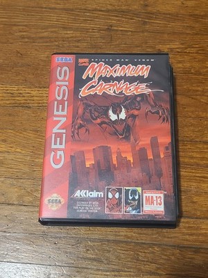 Sega Genesis Spider-Man & Venom: Maximum Carnage CIB Box Cart Game Manual Tested