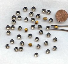 24 VINTAGE WEST GERMAN SMOKY CRYSTAL GLASS ROUND 6.25mm. RHINESTONE GEMS D243