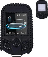 Leather Remote Key Fob Case Cover for Compustar PRO T13 with Screen Protector
