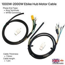 Ebike 2000w 1000w Hub Motor Cable Replacement 7.5mm External Dimension Scooter