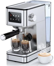 Espresso Machine with Milk Frother, 20 Bar Compact Coffee Machine with Touch Scr