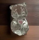 Fenton Glass Birthstone Birthday Bear Pink Heart Figure