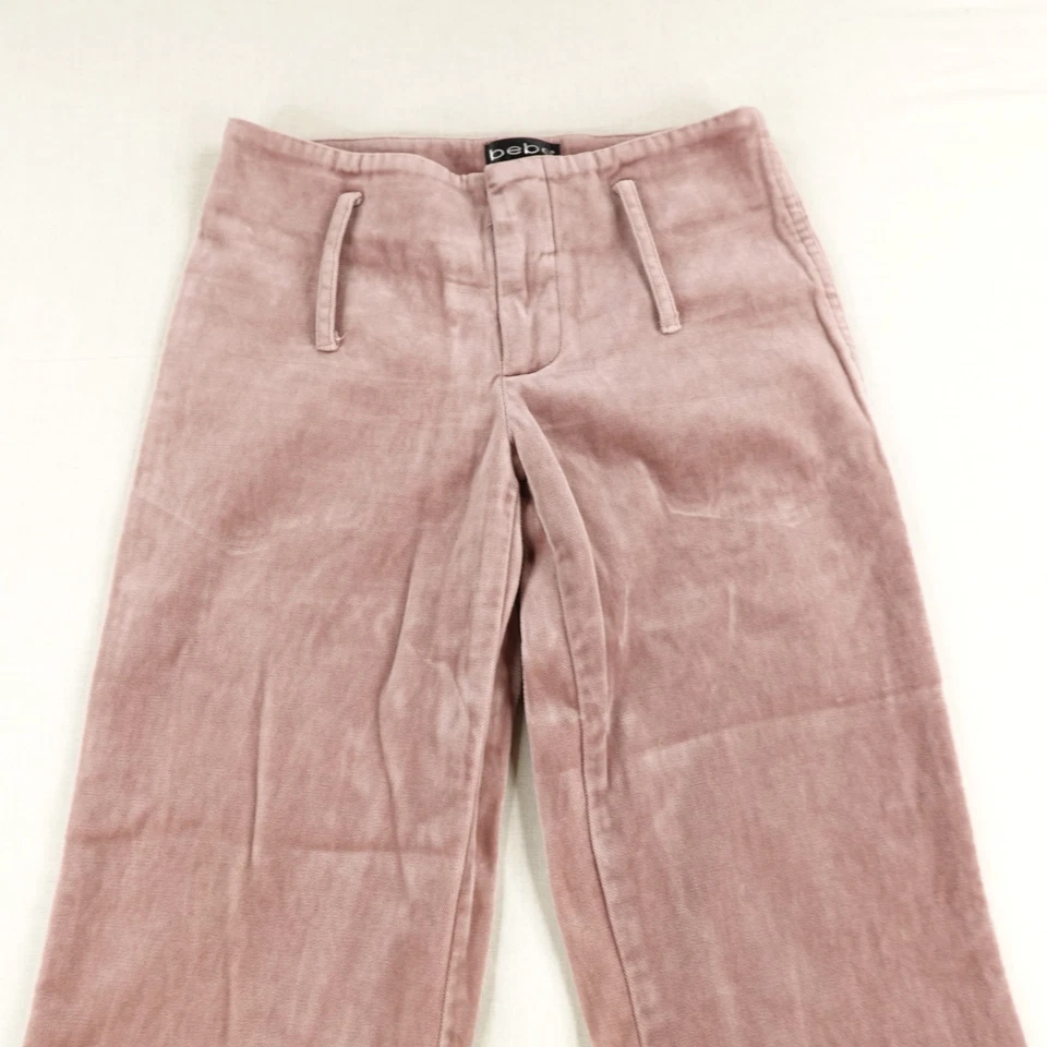 Vintage Bebe Pants Womens 2 Pink Super Flare Boot Velour Low Rise Sweats Y2K USA - Image 2 of 4