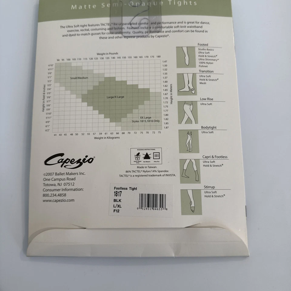 Medias sin pies Capezio talla L/XL sujetas y elásticas nuevas en paquete  Foto 2 de 2