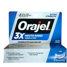 2 Orajel 3X Mouth Sores Extra Strength Oral Pain Relief Gel .42 oz Lot 2027