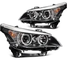 Headlights Assembly Pair For 2008-2010 BMW 528i xDriver Base 3.0L Black Housing
