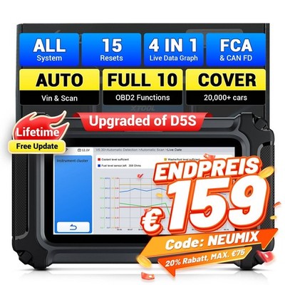 2026 Neu XTOOL D6 KFZ OBD2 Diagnosegerät Scanner Fehler Auslesegerät ALLE SYSTEM