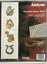 VTG Needlework Kit  Christmas Cross Stitch Musical Antique Bell Pull Janlynn