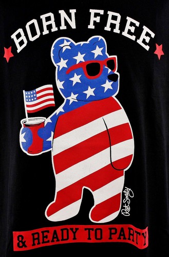 Riot Society American Flag Bear Red Solo Cup Patriotic July 4th Mens T Shirt M - Picture 8 of 10