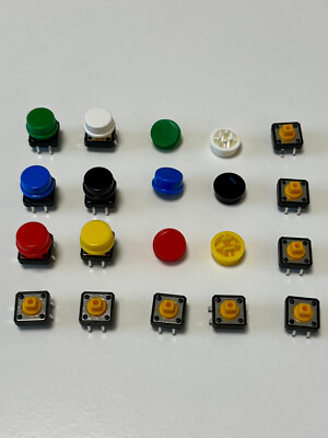 12x12x7,3mm Taster mit Kappe als 4er Set oder einzeln Kappe Taster 8er Set