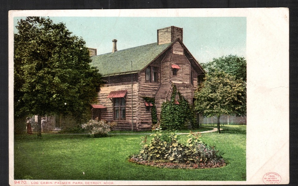 Detroit MI Postcard Old Log Cabin at Palmer Park UDB Copyright 1905 eBay