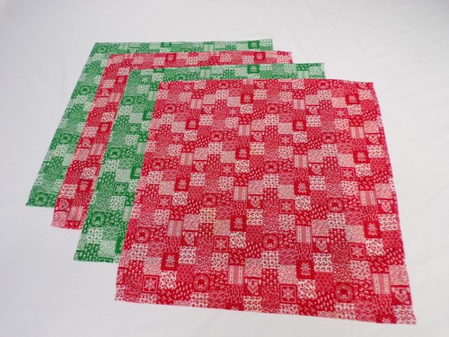 4 Christmas Cloth Napkins Cotton Blend 2 Red/White 2 Green/White 15x15 " K23 - Picture 1 of 5