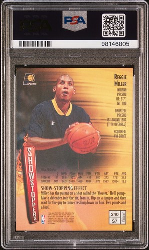 REGGIE MILLER PSA 10 1997-98 Topps Finest Showstoppers Refractor #240 C1 - Picture 2 of 2