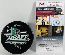 BRADY TKACHUK SIGNED 2018 NHL DRAFT PUCK OTTAWA SENATORS AUTOGRAPHED +JSA COA
