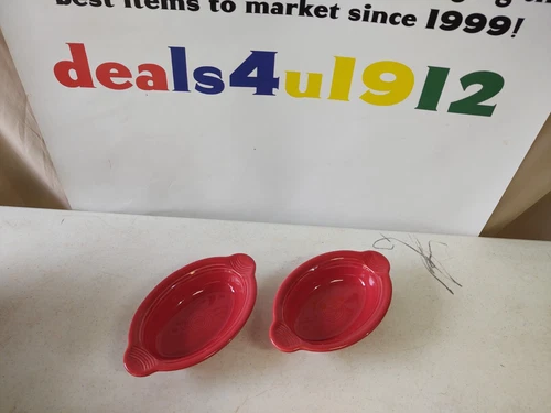 Fiesta Ware Individual Casserole Oval Au Gratin Baking Dish 9" Scarlet Handles