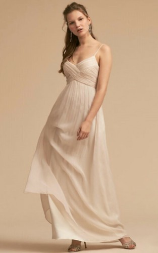Bhldn Maxi Vestido de gasa arrugada 