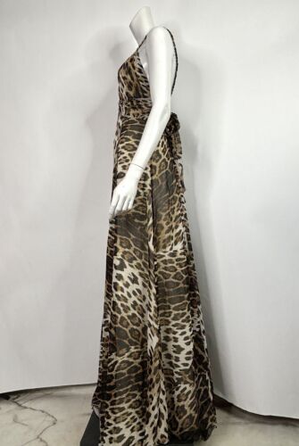 Vtg Roberto Cavalli for H&M Long Leopard Print Silk Dress S 40 - Picture 4 of 10
