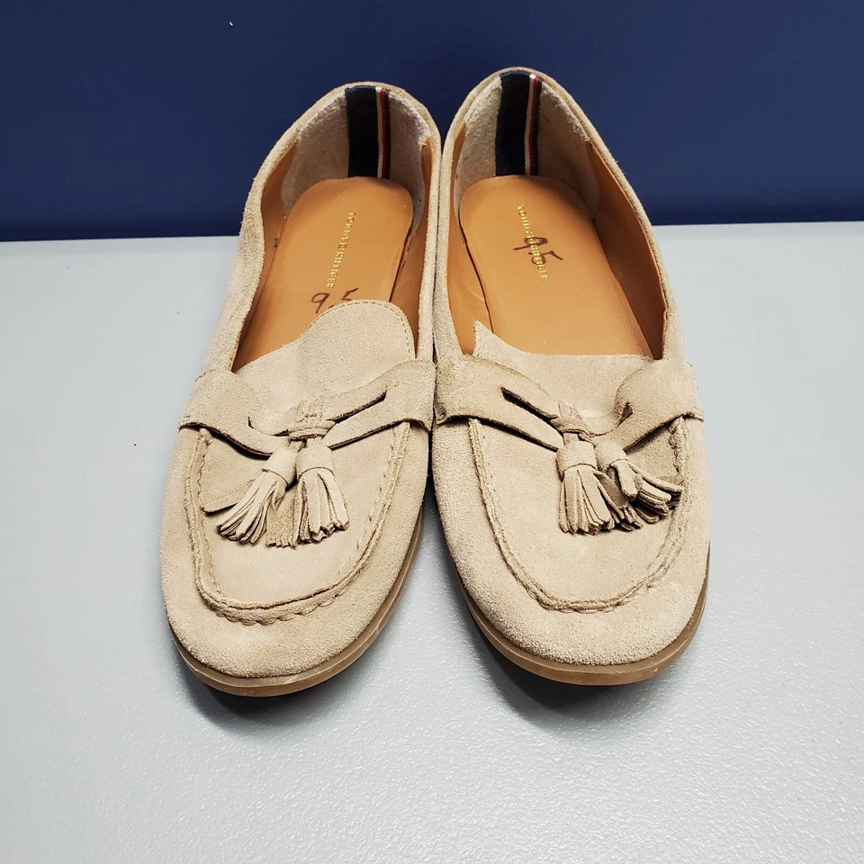 Tommy Hilfiger Twsonya Mocasines Zapatos Mujer Talla 9.5 Taupe Gamuza Borla Sin Cordones Foto 2 de 4