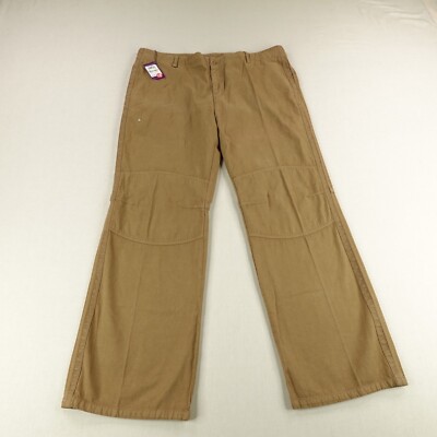 Ted Baker Pants Mens 40x34 Brown Baggy Wide Leg Drawstring Trousers Canvas NEW