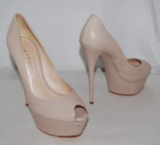 US 8.5 ❤️ CASADEI Nude Leather HIGH HEELS Platform Pumps SANDALS ITALY