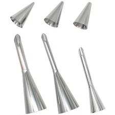 6PCS Cream Horn Molds Different Size Cream Icing Piping Tips Stainless Steel ...
