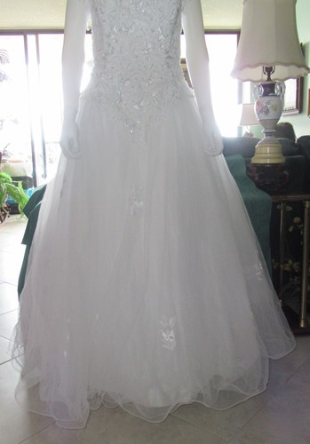 Vintage Michelangelo weißes Brautkleid mit Flügelärmeln Größe 20