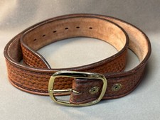 Basketweave Brown Leather Utility Gun Work Belt 1-3/4" Measures 38" long