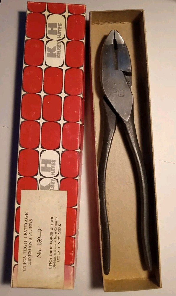 VINTAGE NOS - UTICA BONNEY TOOL CO 159-9 LINEMAN'S HIGH LEVERAGE PLIERS