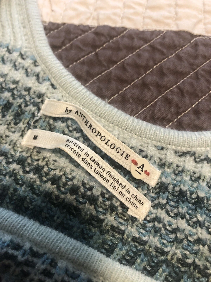 Anthropologie 太空染色罗纹针织短袖迷笛连衣裙彩虹色中号 — 第 3/3 张图片