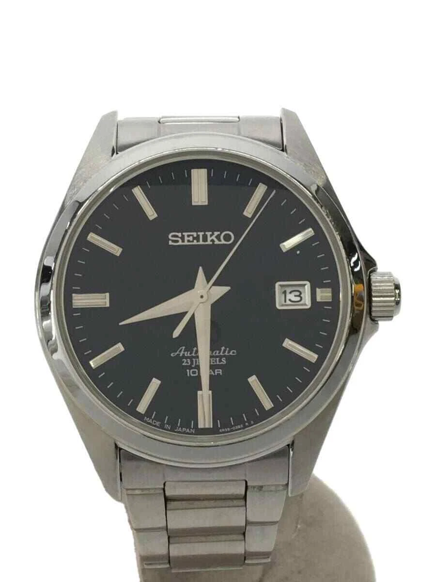 Seiko Mechanical 4R35 03X0 Date 23jewels 10Bar Navy Slv Automatic