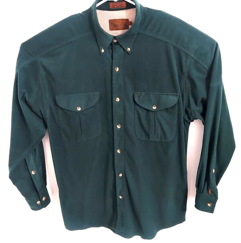 Browning Button Up Shirt Mens L Forest Green Long Sleeve Casual Buck Suede