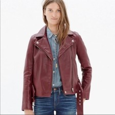 Euc $498 Madewell Ultimate Leather Jacket Oxford Blood Red Size S