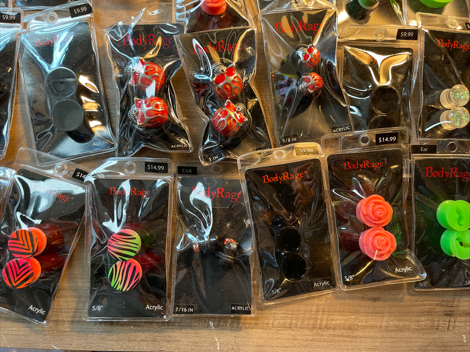 Large lot of Body Rage ear gauges assortment of 45 pairs new old stock