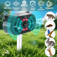 Ultrasonic Animal Repellent Keep Deer Cat Dog Raccoon Mouse Fox Away 5 Modes