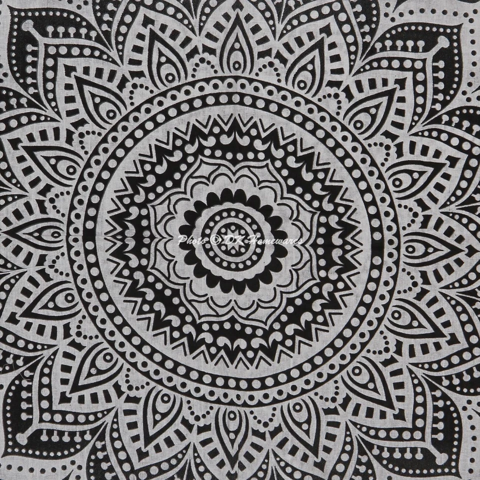Conjunto de roupa de cama mandala indiana tamanho único colcha cinza floral capa de edredom arte de jogar - Imagem 3 de 4