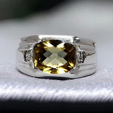 Citrine Gemstone With 925 Sterling Silver Ring For Men's #AL485