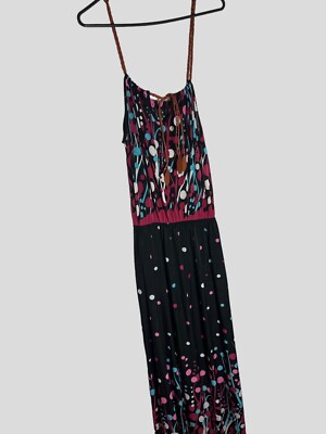 Womens Boho Spaghetti Faux Leather Strap Black/White/Floral Maxi Dress SZ  XL | eBay