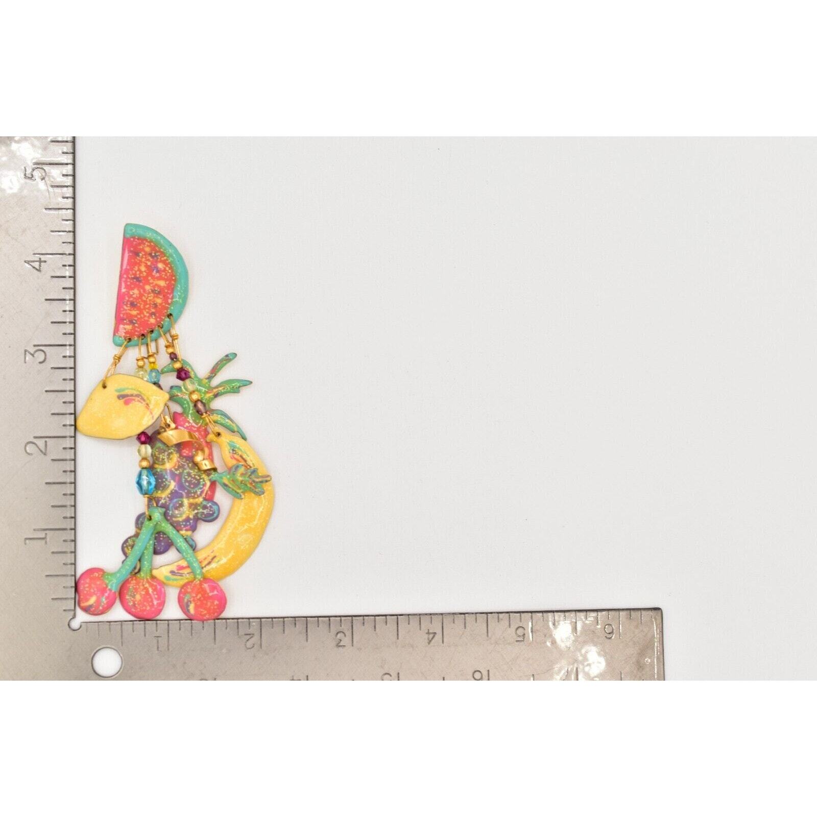 Lunch At The Ritz Vintage Fruit Earrings Tropical Dangle Pastel 89 Signed BinAK