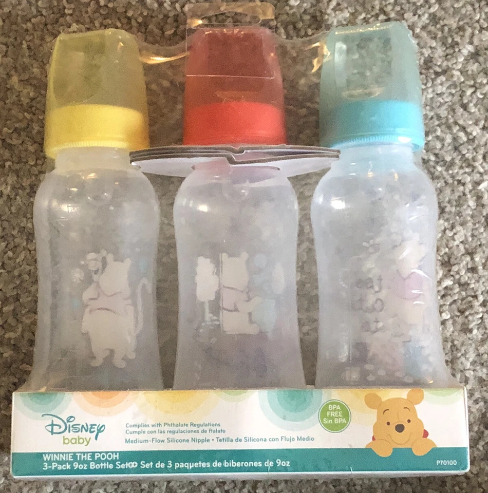 Biberones Disney Baby Winnie the Pooh 9 oz. Paquete de 3 flujos medios Foto 2 de 4