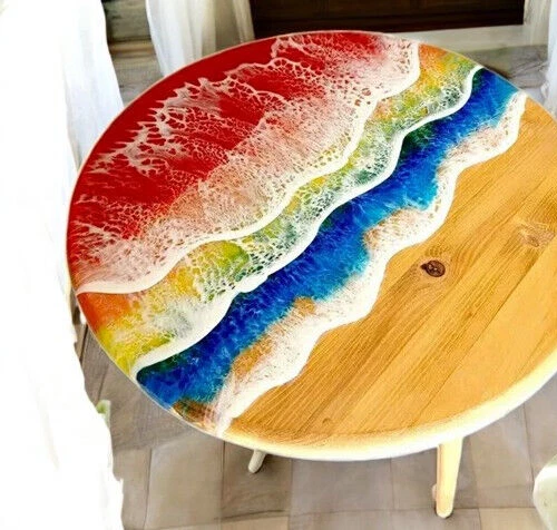 Mesa de oficina multi onda oceánica 30" resina epoxi balcón muebles pasillo decoración Foto 4 de 4